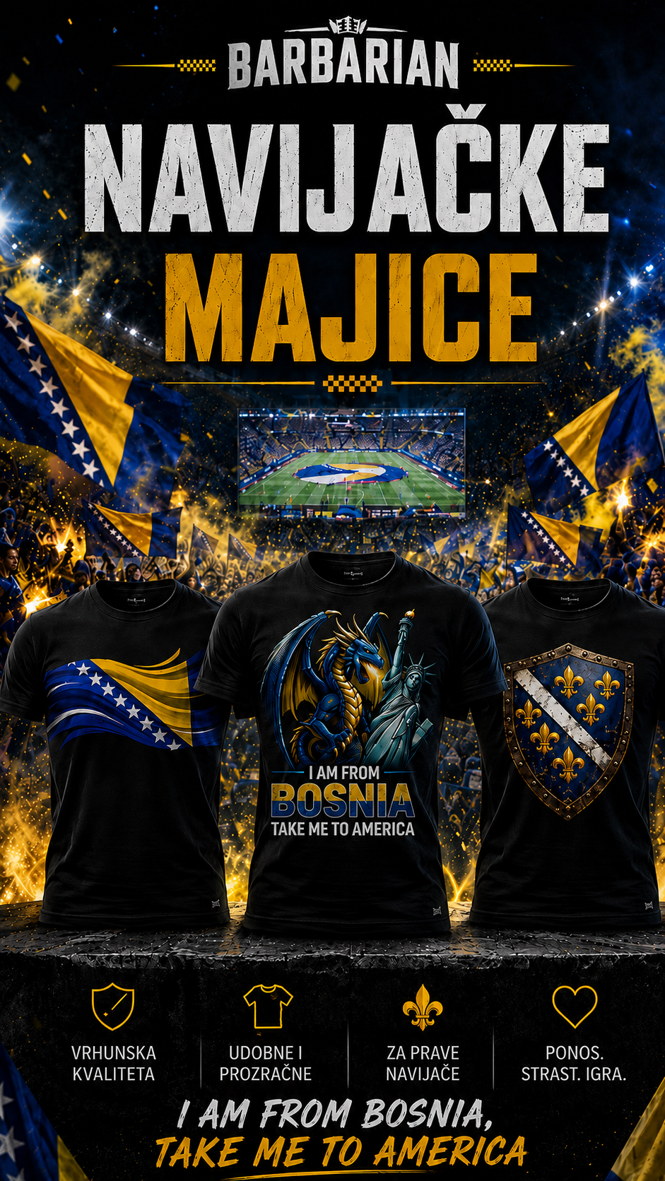 Bosnia Fan T-Shirts 3 Pack - Barbarian supporter shirts