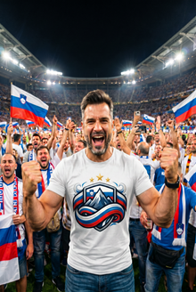 Slovenia Fan T-Shirt Alpine Crest design by Barbarian Shop