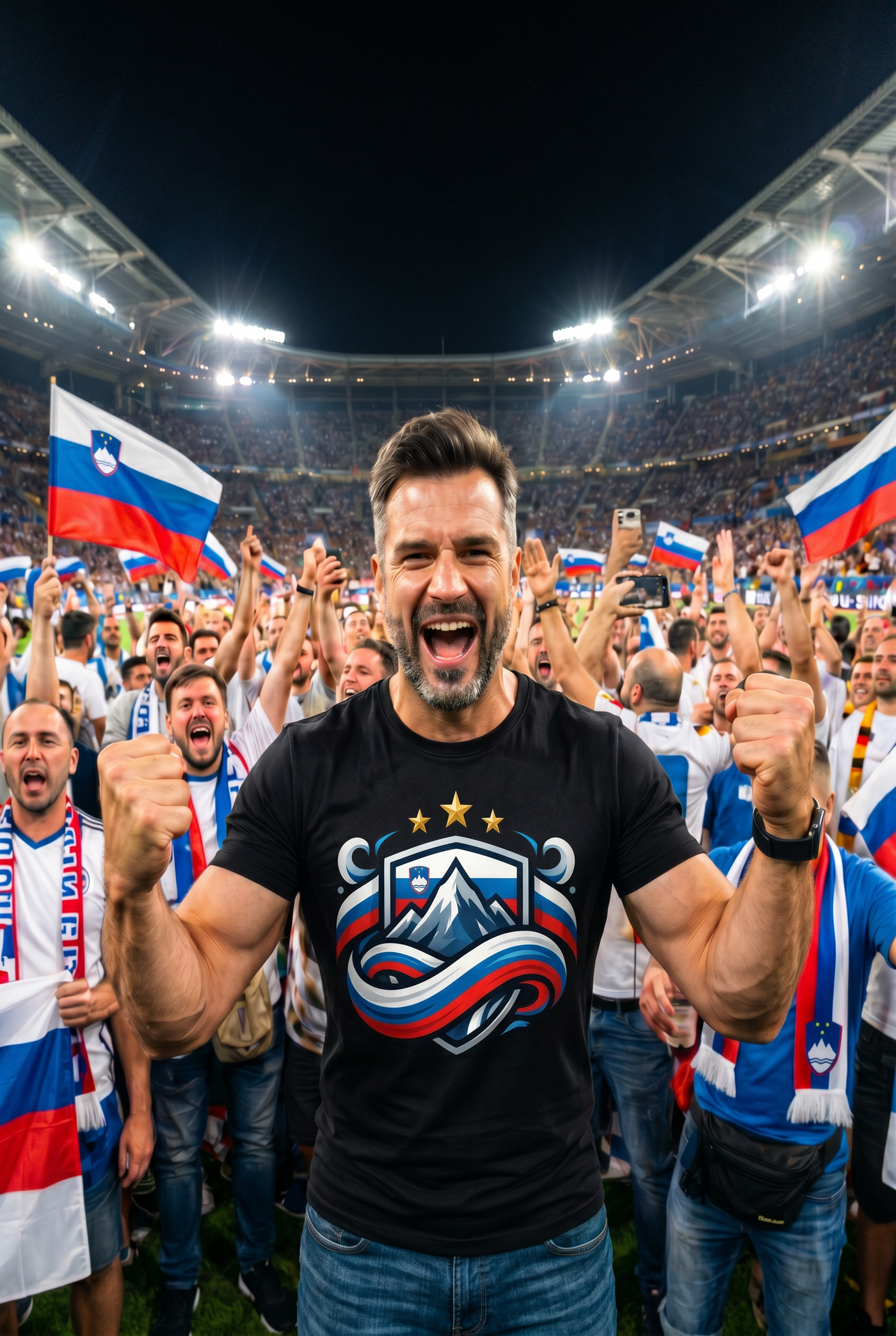 Slovenia Fan T-Shirt Alpine Crest design by Barbarian Shop