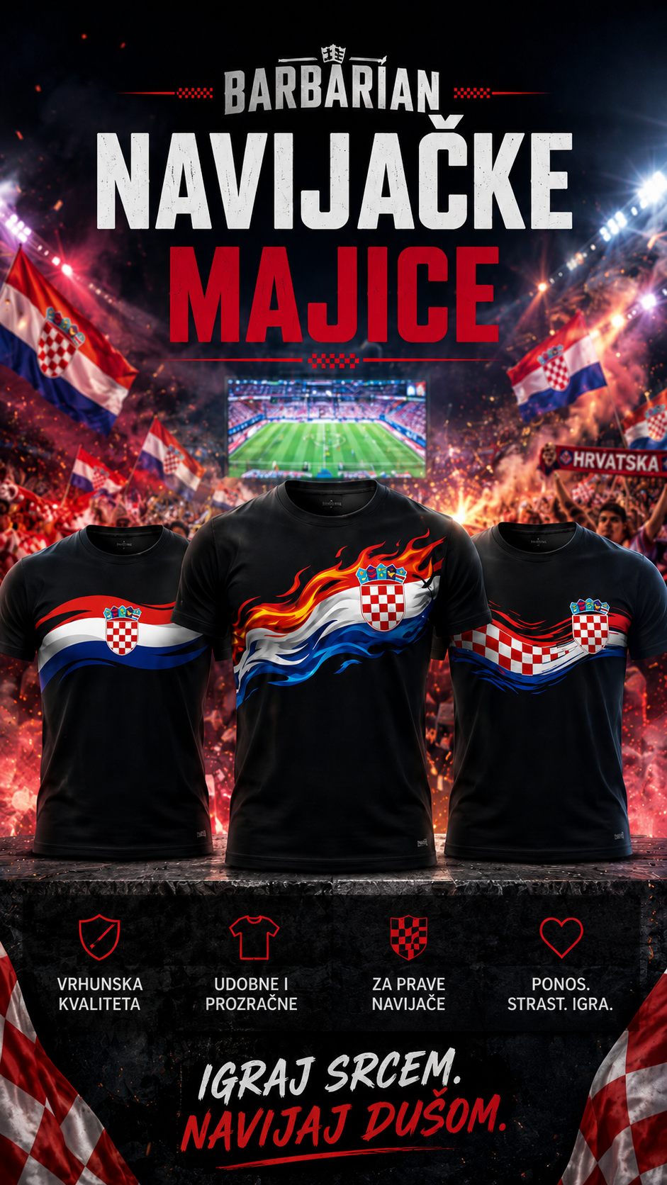 Croatia Fan T-Shirts 3 Pack - Barbarian supporter shirts